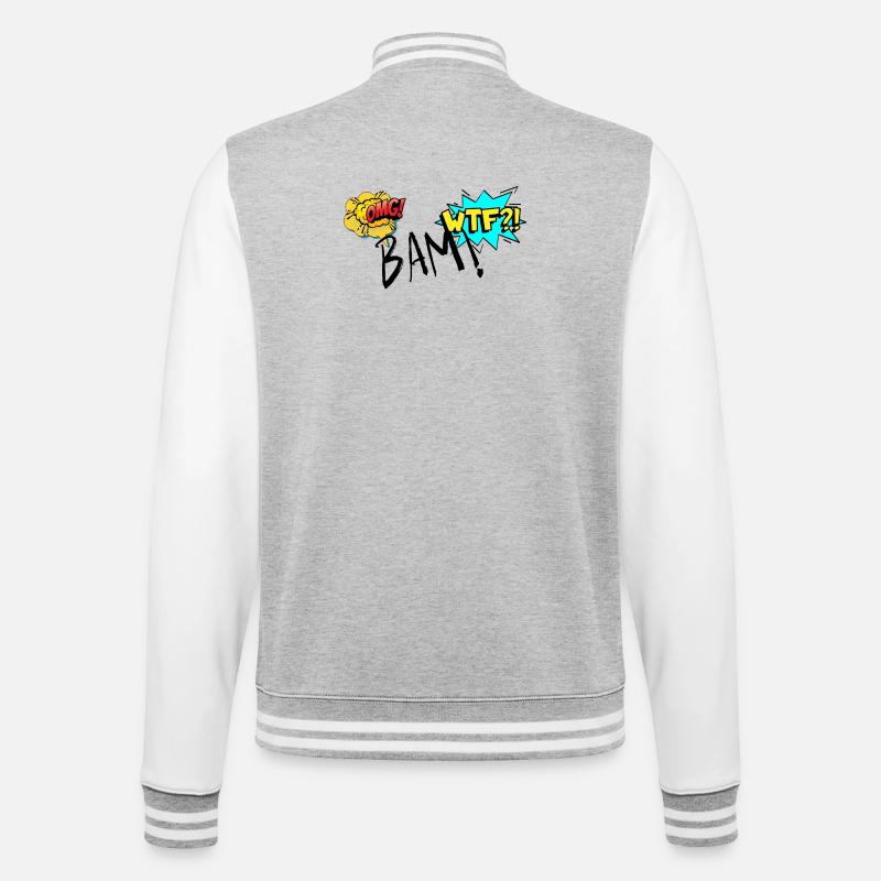 Comic Explosiv OMG WTF Ausrufe - College-Sweatjacke - Grau meliert/Weiß