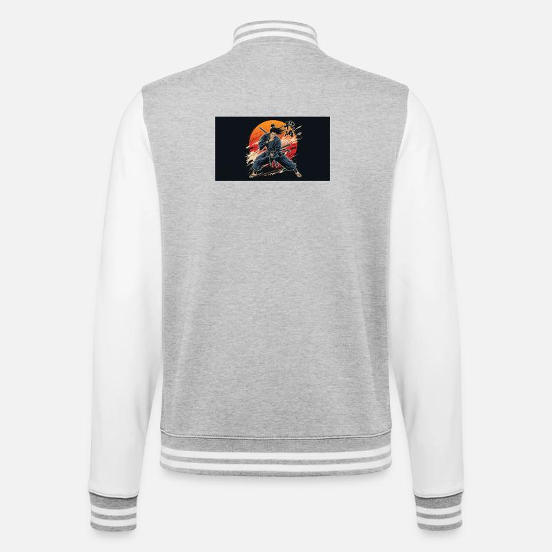 Samurai at sunset - College Sweat Jacket - heather grey/white