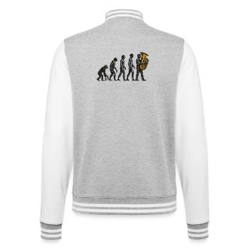Evolution zum Tubaspieler Grunge Design - College-Sweatjacke - Grau meliert/Weiß - Hinten - Marisol (170cm)