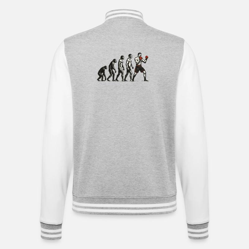 Evolution zum MMA Fighter im Grunge Style - College-Sweatjacke - Grau meliert/Weiß