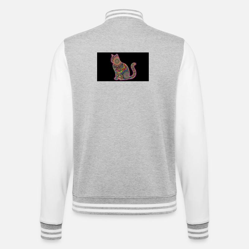 Psychedelic Cat Patterns - College Sweat Jacket - heather grey/white