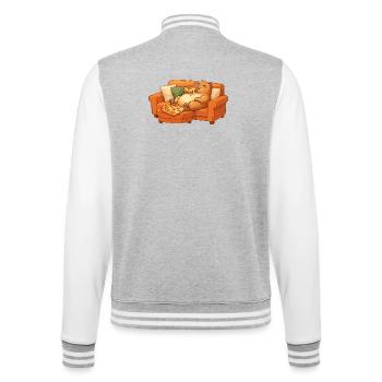 Capybara Sofa Pizza Relaxed Relax Motif - College Sweat Jacket - heather grey/white - Back - Marisol (170cm)