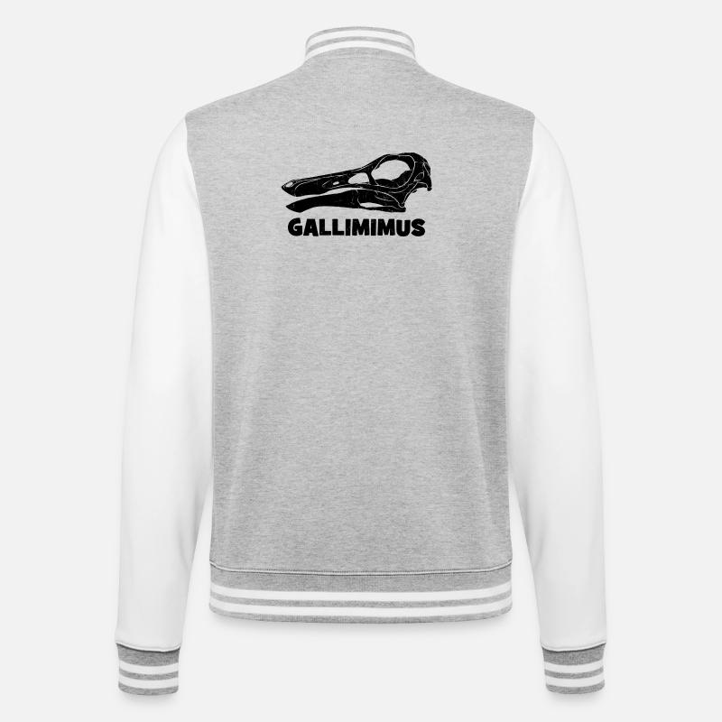 Fossile de crâne de Gallimimus - Veste Teddy - gris chiné / blanc