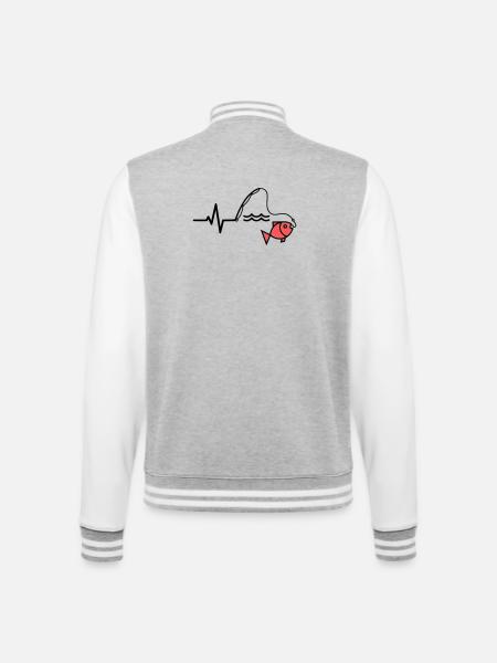 ECG Fishing Rod Fish Outline - College Sweat Jacket - heather grey/white