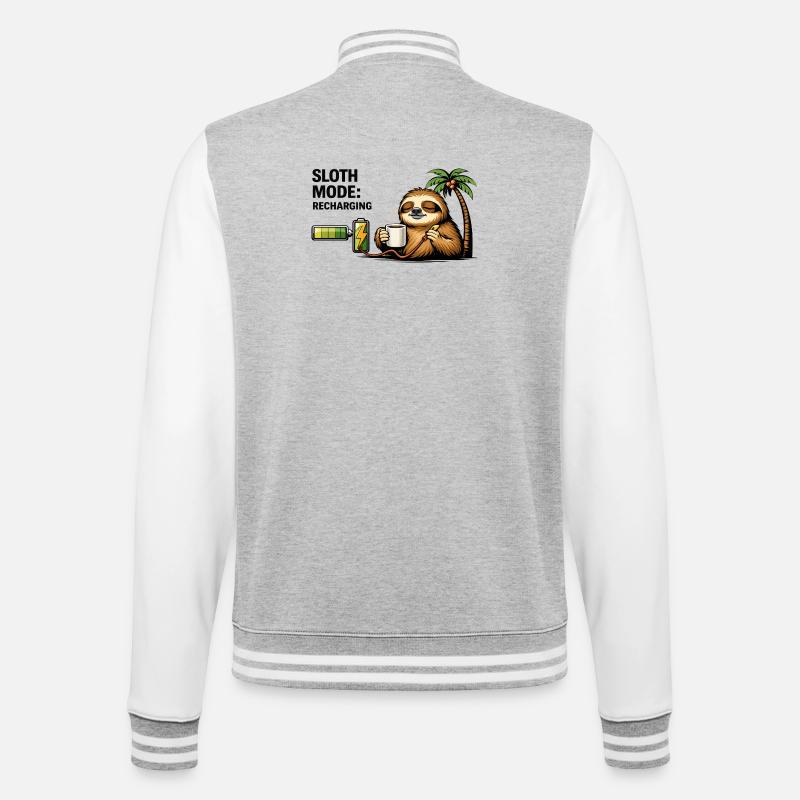 Sloth Mode Recharging Coffee - College Sweat Jacket - heather grey/white