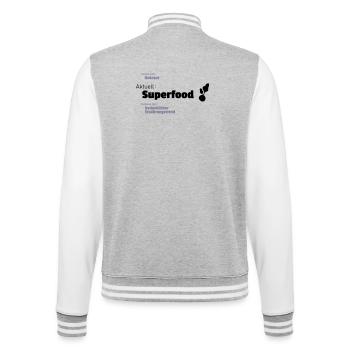 aktuelles Superfood - College-Sweatjacke - Grau meliert/Weiß - Hinten - Marisol (170cm)