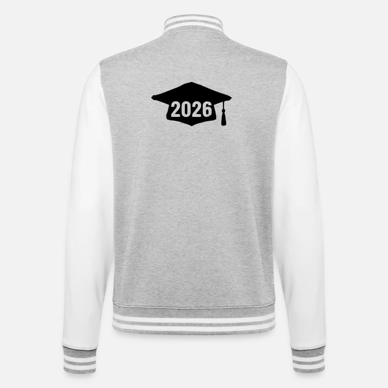 Doktorhut Abschluss 2026 Grunge - College-Sweatjacke - Grau meliert/Weiß