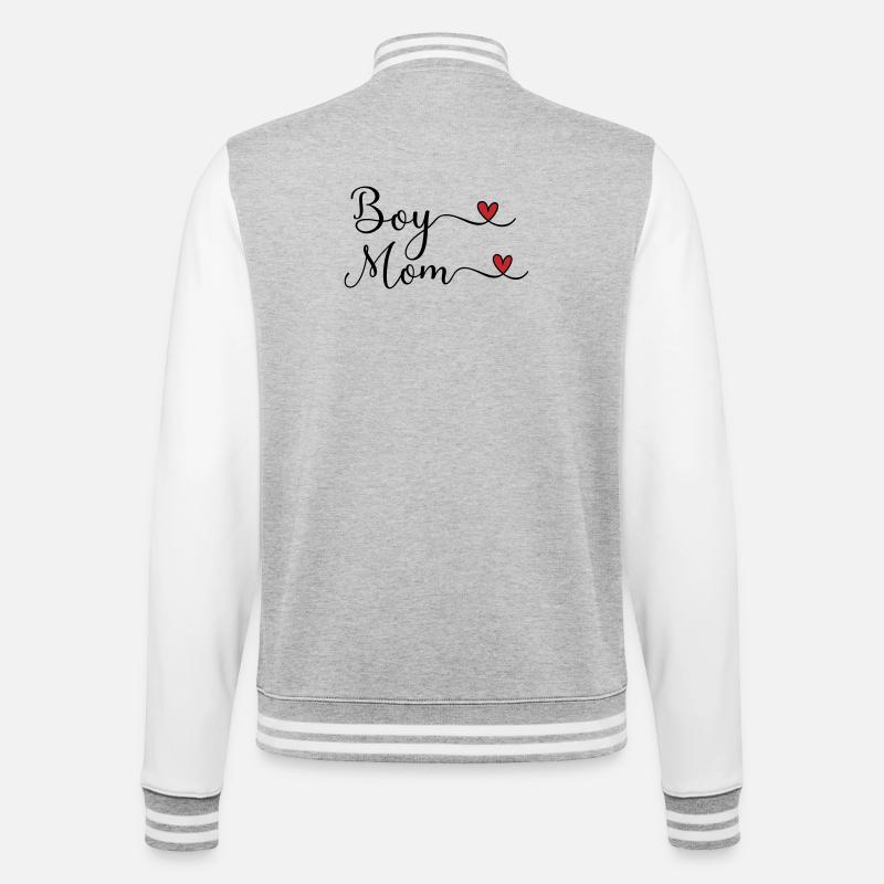 boy mom - College Sweat Jacket - heather grey/white