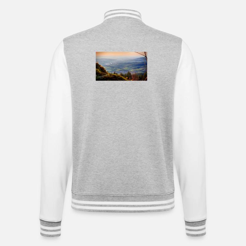 Evening panorama mountain landscape - College Sweat Jacket - heather grey/white
