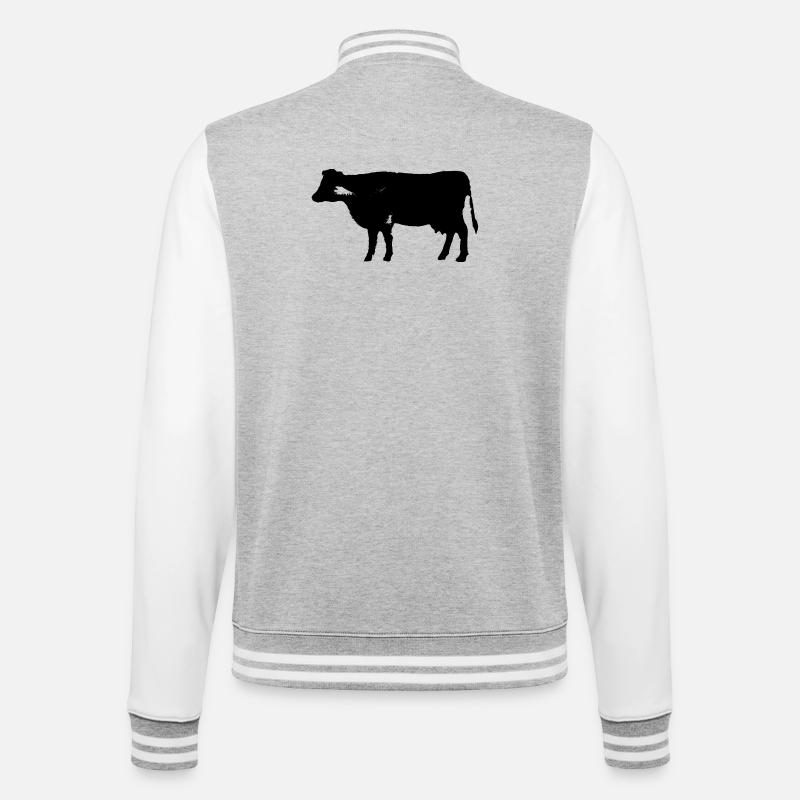 Kuh - College-Sweatjacke - Grau meliert/Weiß