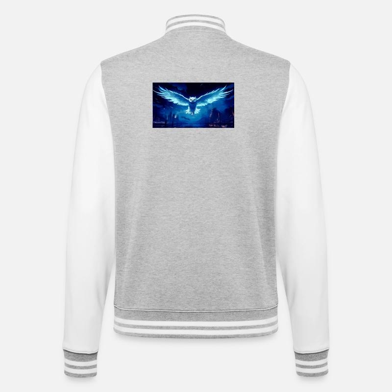 Blue Night Owl Flight - College Sweat Jacket - heather grey/white