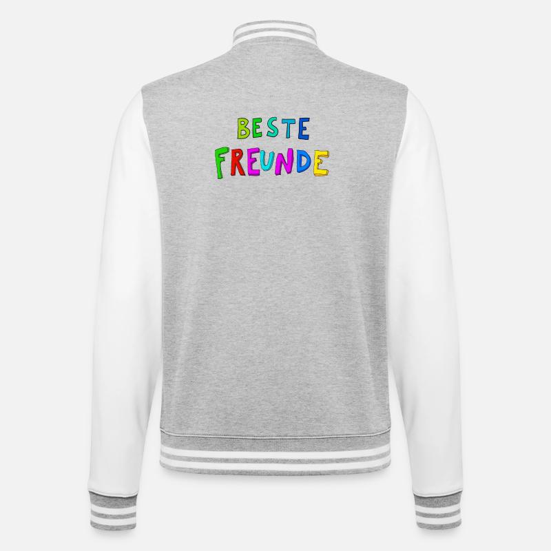 Beste Freunde Farbexplosion - College-Sweatjacke - Grau meliert/Weiß