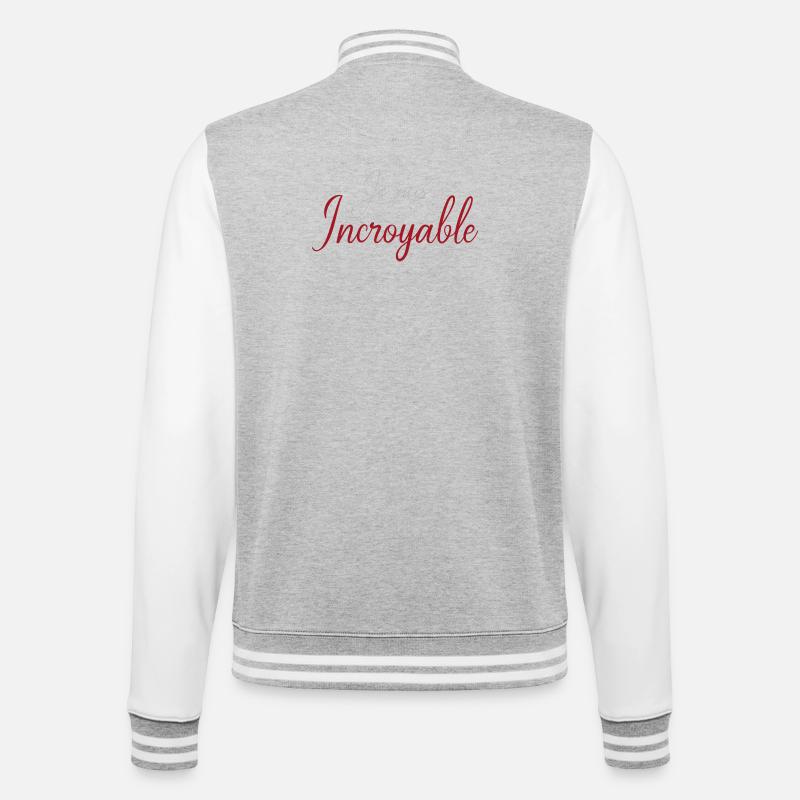 Je suis Incroyable Script Rouge - Veste Teddy - gris chiné / blanc