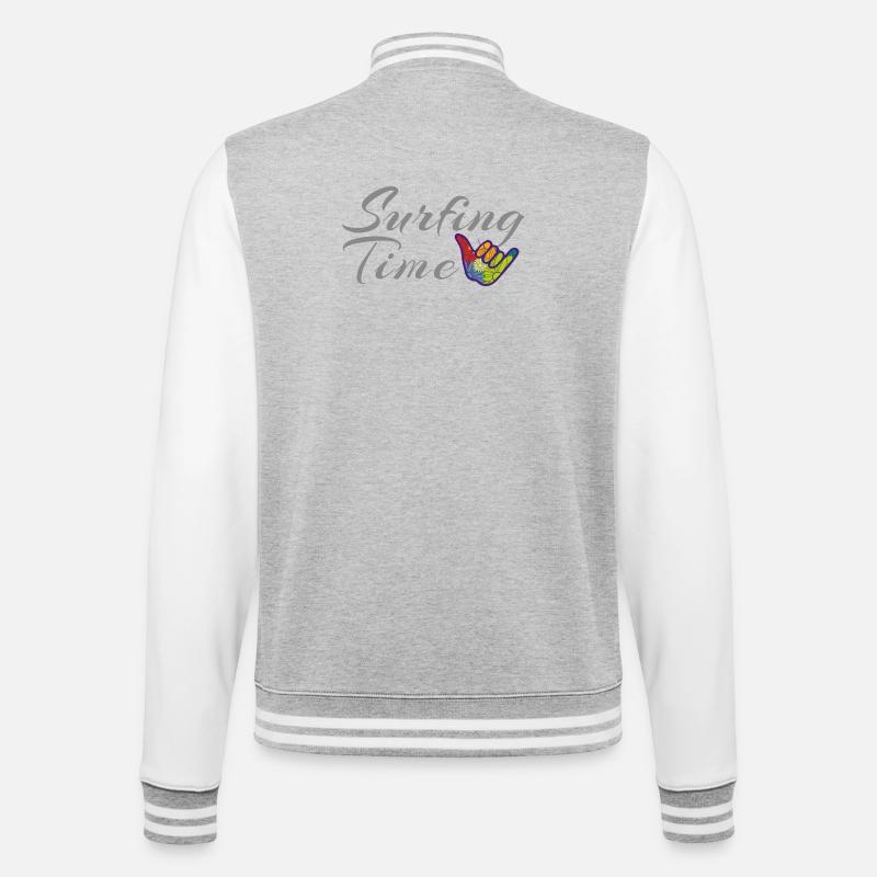 Surf, Surf, Temps - Veste Teddy - gris chiné / blanc