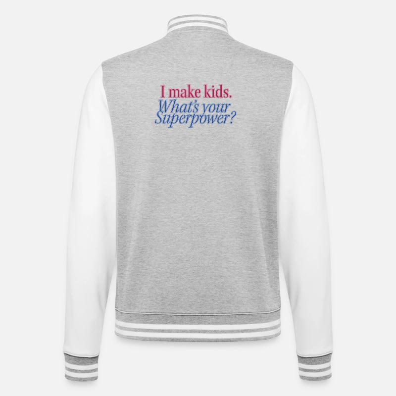 Superpower Parenthood Statement - College Sweat Jacket - heather grey/white