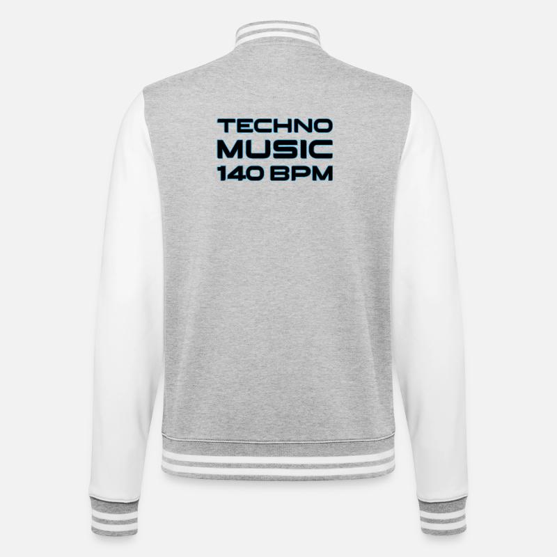 Techno Neon 140 BPM - College-Sweatjacke - Grau meliert/Weiß