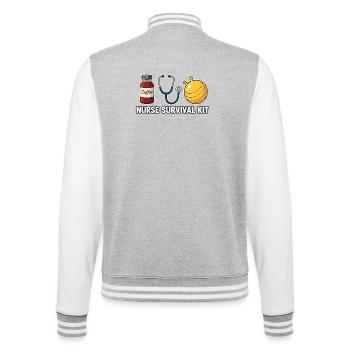 Krankenschwester Krankenpflegerin Kaffee - College-Sweatjacke - Grau meliert/Weiß - Hinten - Marisol (170cm)