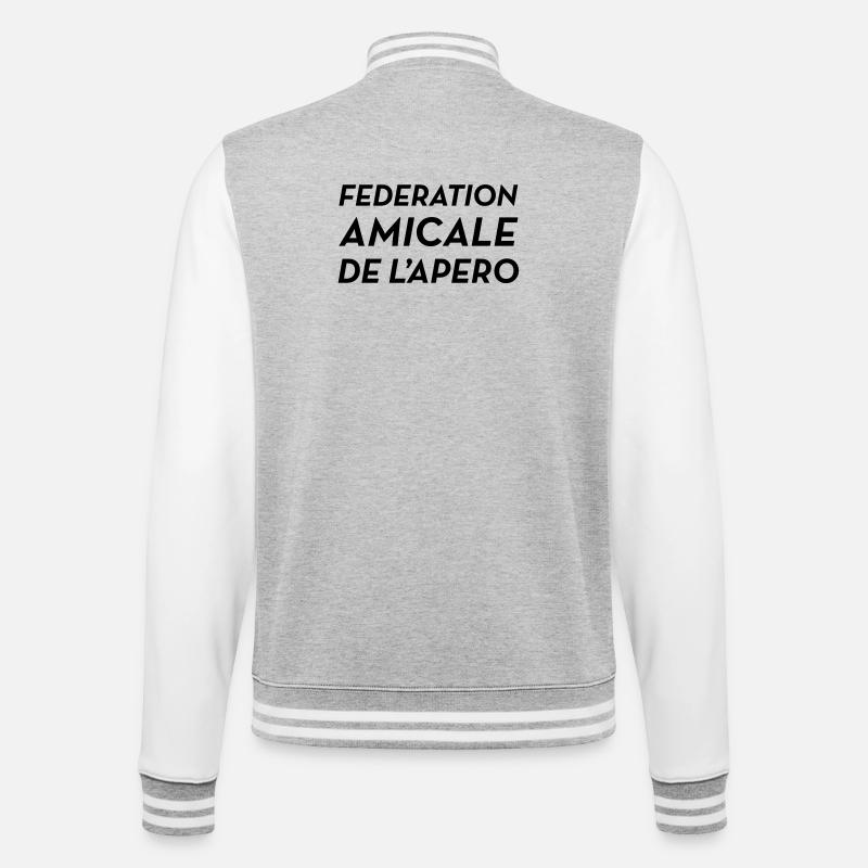 Fédération Amicale de l'Apéro - College-Sweatjacke - Grau meliert/Weiß