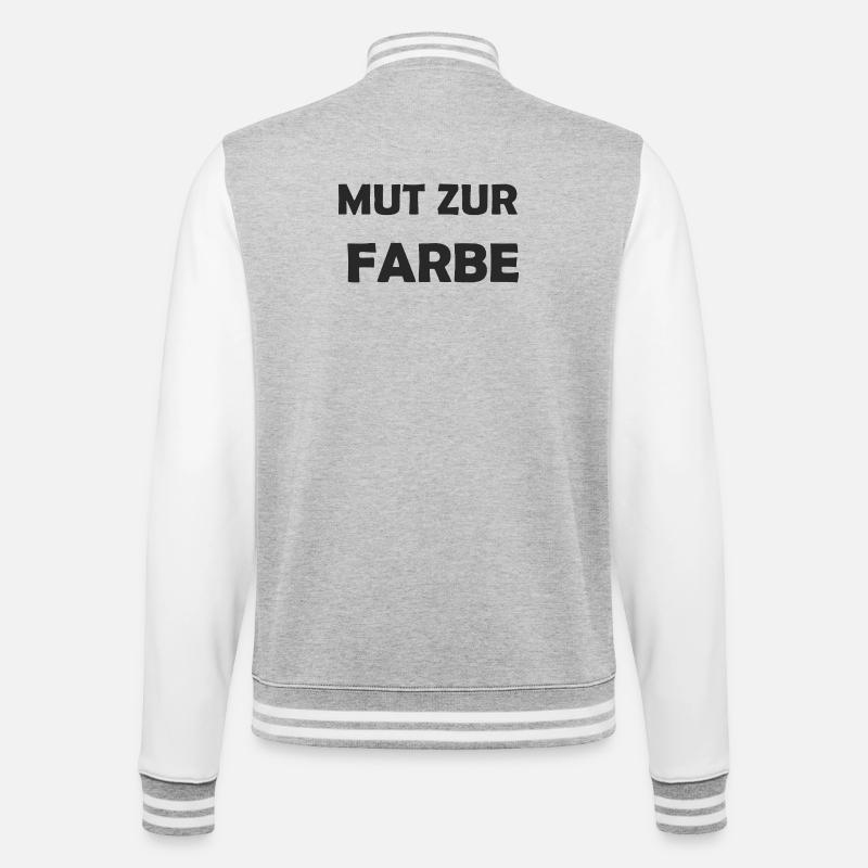 Mut zur Farbe – Farbexplosion - College-Sweatjacke - Grau meliert/Weiß