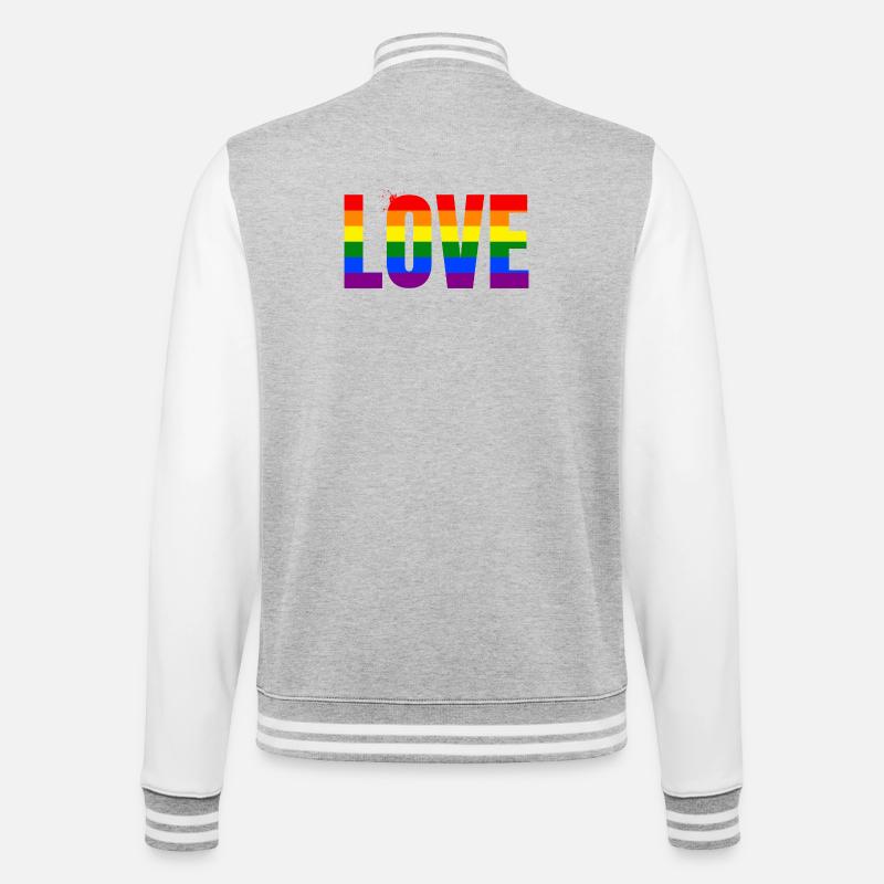 LOVE Rainbow Statement – Bold Equality Message - College Sweat Jacket - heather grey/white