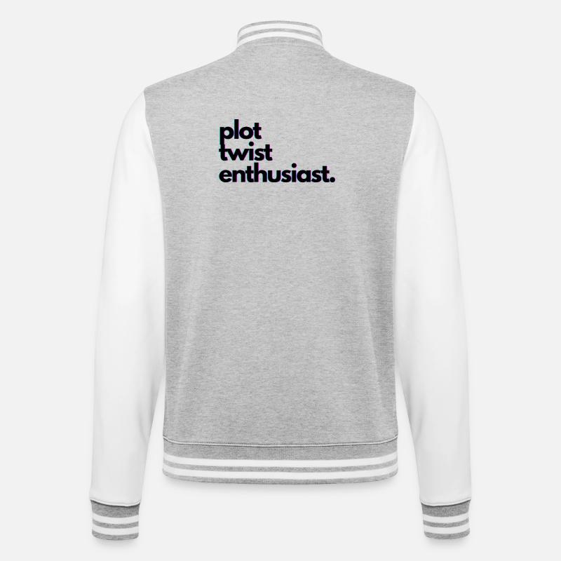 Plot_twist_enthusiast - College Sweat Jacket - heather grey/white