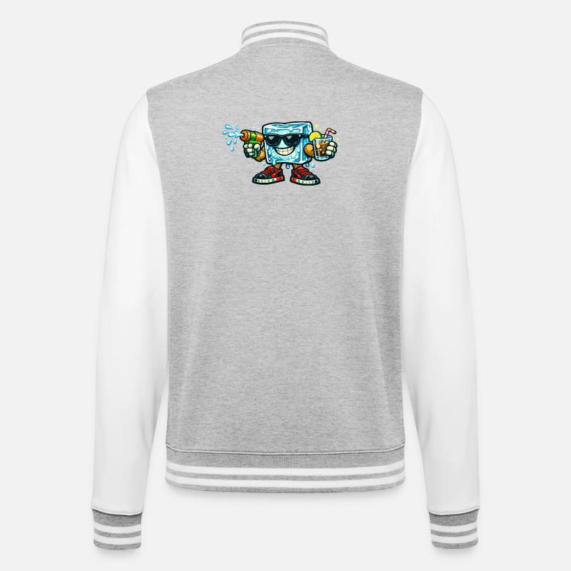 Éclaboussure d’été du bloc de glace - Veste Teddy - gris chiné / blanc