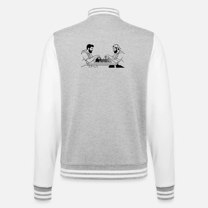 chess - College Sweat Jacket - heather grey/white