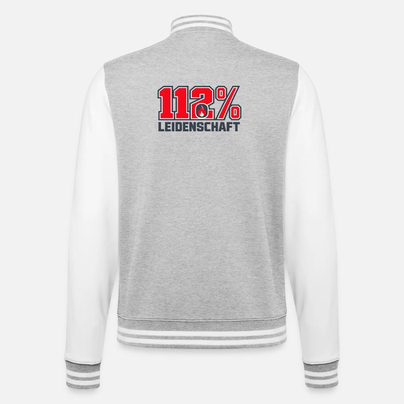 112% Leidenschaft - College-Sweatjacke - Grau meliert/Weiß