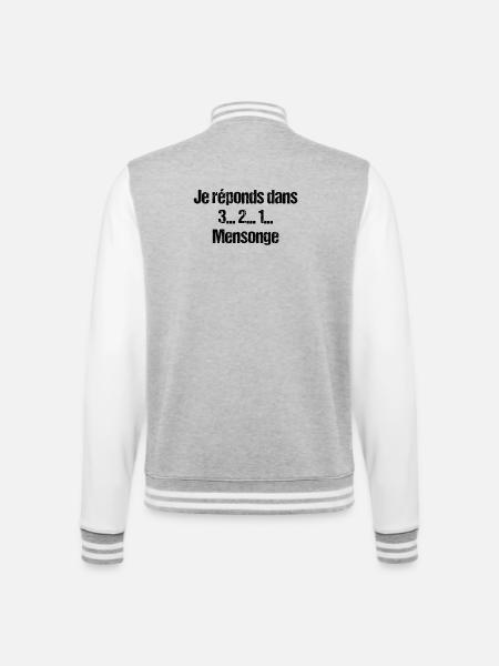 123 mensonges - Veste Teddy - gris chiné / blanc