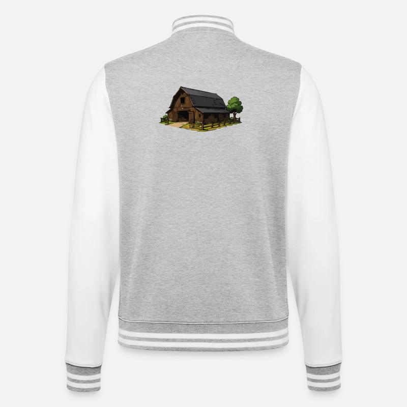 Rustikale Scheune Illustration - College-Sweatjacke - Grau meliert/Weiß