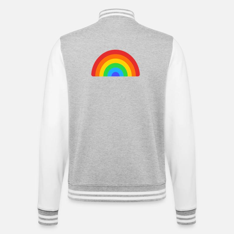 Retro Rainbow Arc - College Sweat Jacket - heather grey/white