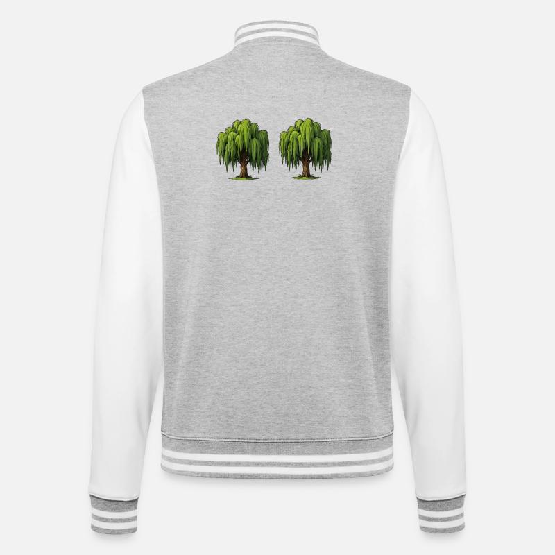 Double Willow Tree Scene - College Sweat Jacket - heather grey/white