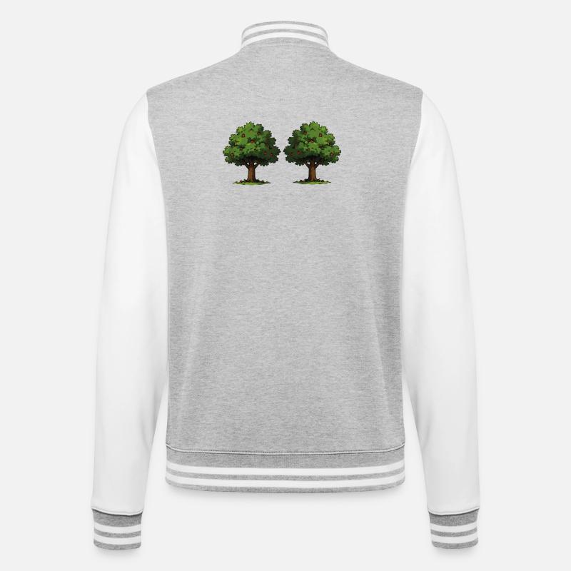 Double tree with red apples - College Sweat Jacket - heather grey/white