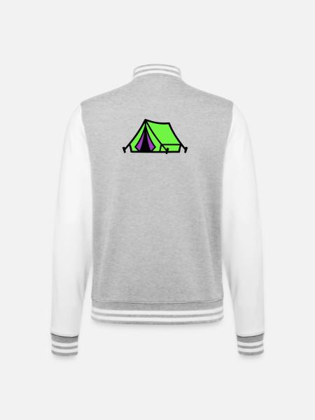 Festival Tent Camping Icon - College Sweat Jacket - heather grey/white
