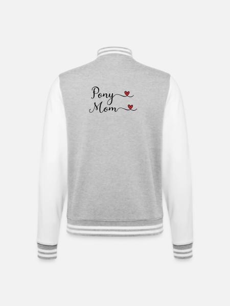 Pony Mama - College-Sweatjacke - Grau meliert/Weiß