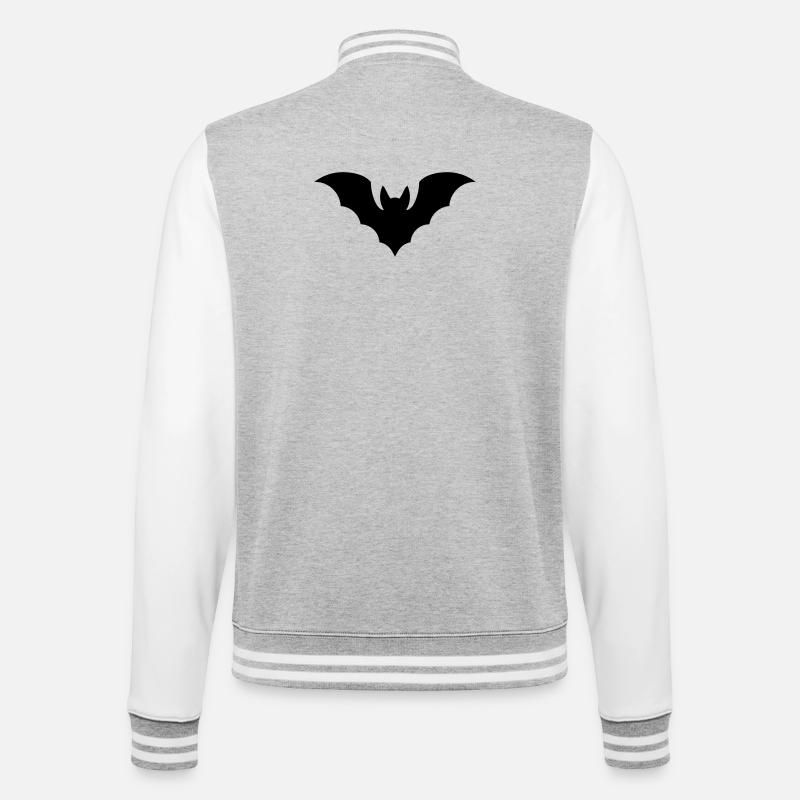 Fledermaus - College-Sweatjacke - Grau meliert/Weiß