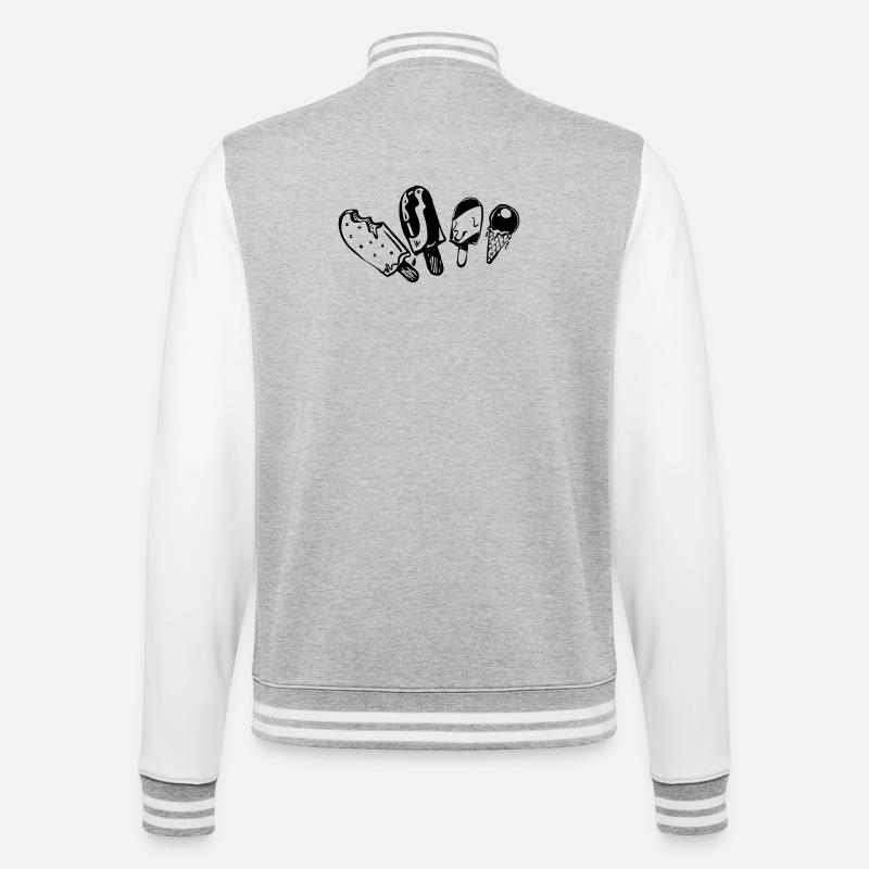 Eis-am-Stiel Kollektion - College-Sweatjacke - Grau meliert/Weiß