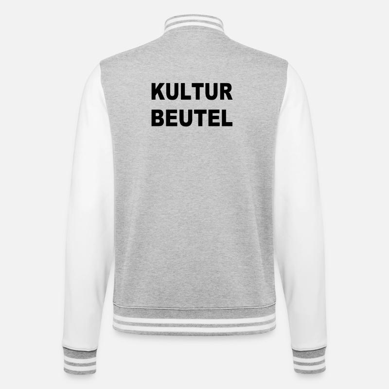 KULTUR BEUTEL - College-Sweatjacke - Grau meliert/Weiß
