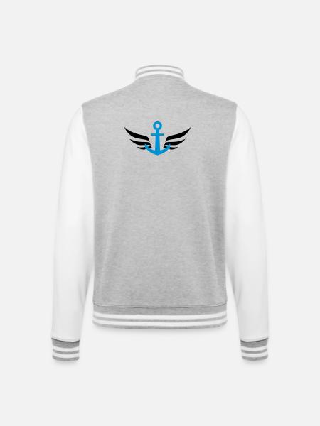Seemann / Boot / Marine / Meer / Fischer - College-Sweatjacke - Grau meliert/Weiß