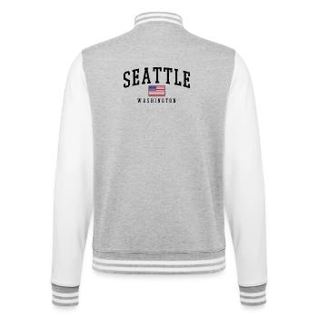 Seattle Washington USA - College-Sweatjacke - Grau meliert/Weiß - Hinten - Marisol (170cm)