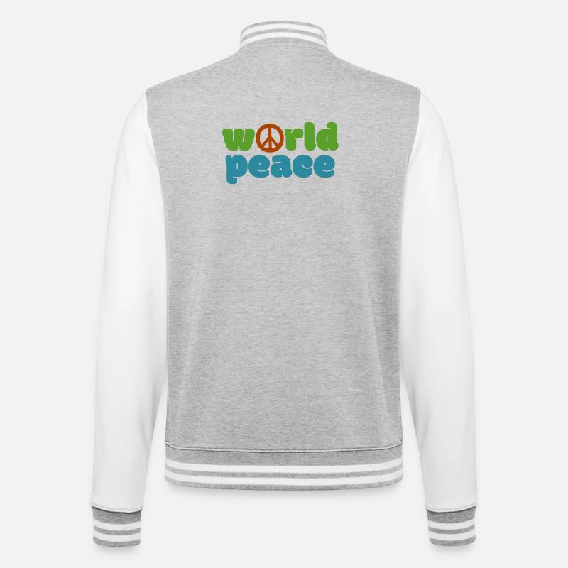 Weltfrieden - Farbe - College-Sweatjacke - Grau meliert/Weiß