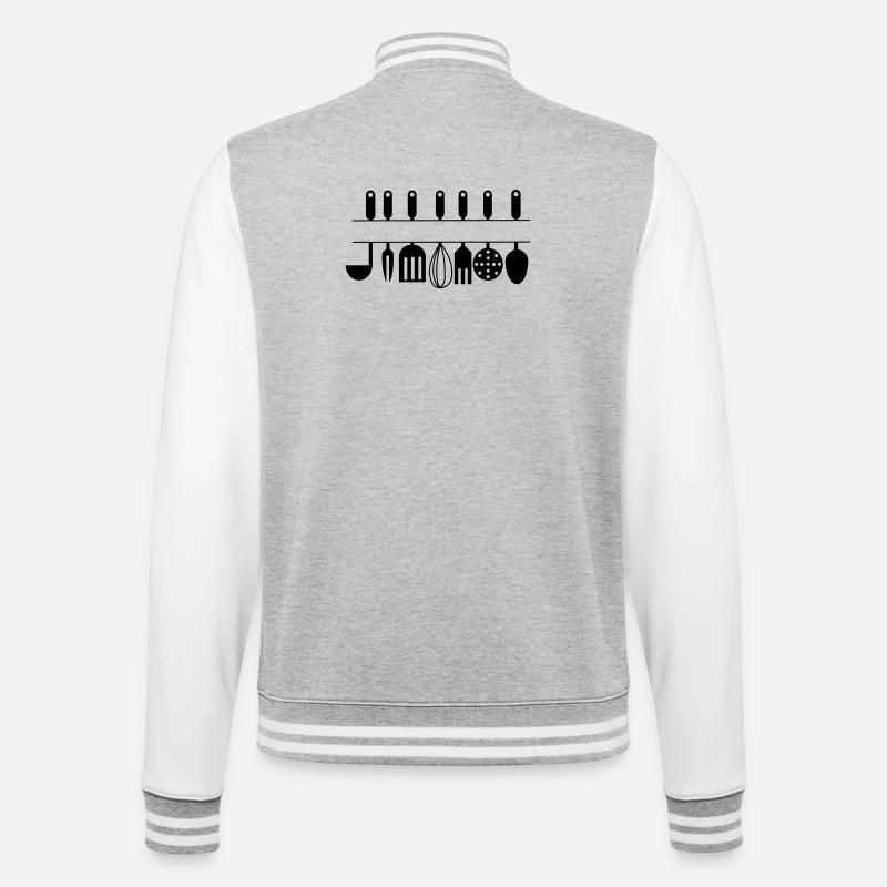 Ausschnitt für eigene Text-Küchenutensilien - College-Sweatjacke - Grau meliert/Weiß