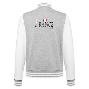 Drapeau France une apparence patriotique élégante - Veste Teddy - gris chiné / blanc - Dos - Marisol (170cm)