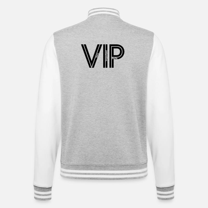 VIP - Papa - College-Sweatjacke - Grau meliert/Weiß