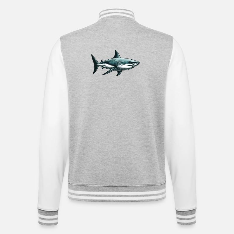 Grand requin blanc - Veste Teddy - gris chiné / blanc