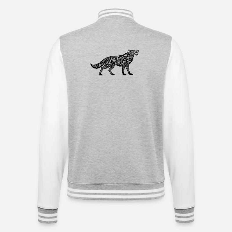 Wolf des Kaukasus - College-Sweatjacke - Grau meliert/Weiß