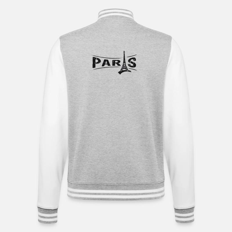 PARIS avec la Tour Eiffel - Veste Teddy - gris chiné / blanc