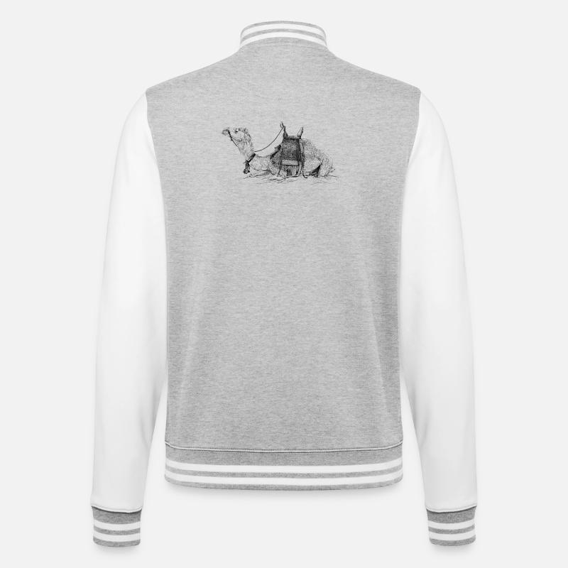 Kamel  - College-Sweatjacke - Grau meliert/Weiß