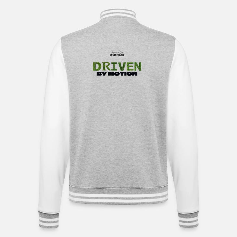 Driven by Motion - College-Sweatjacke - Grau meliert/Weiß