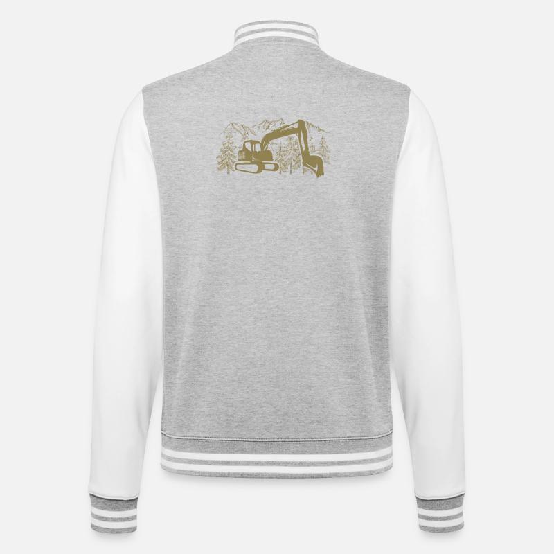 Bagger Silhouette Baugeräteführer Arbeit - College-Sweatjacke - Grau meliert/Weiß